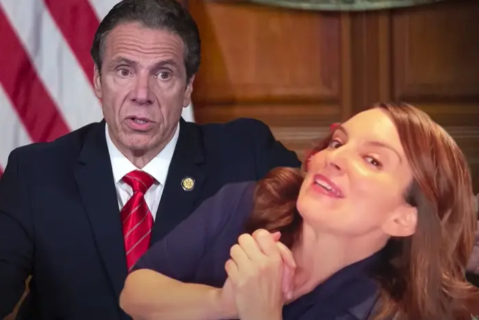 Tina Fey pretends she's being held by Governor Cuomo, which is now her Zoom background
